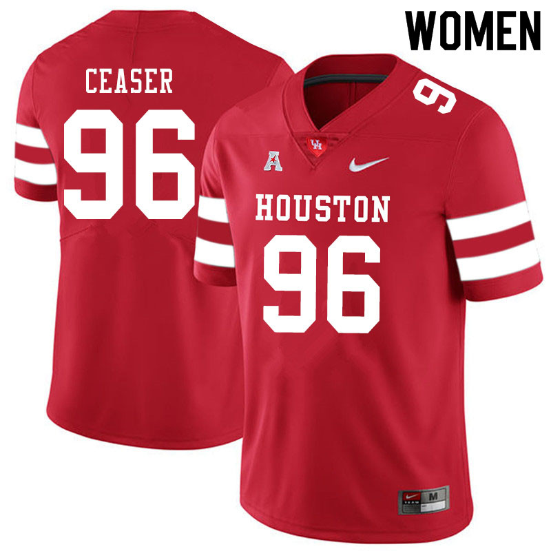 Women #96 Nelson Ceaser Houston Cougars College Football Jerseys Sale-Red